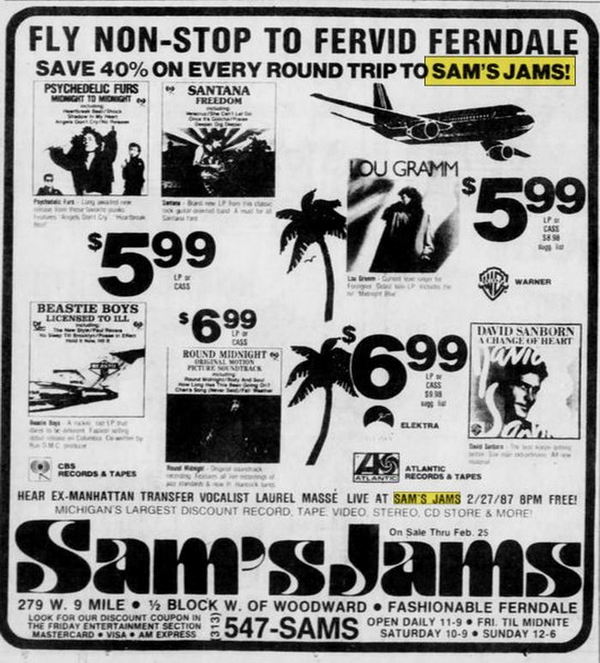 Sams Jams - Feb 1987 Ad (newer photo)
